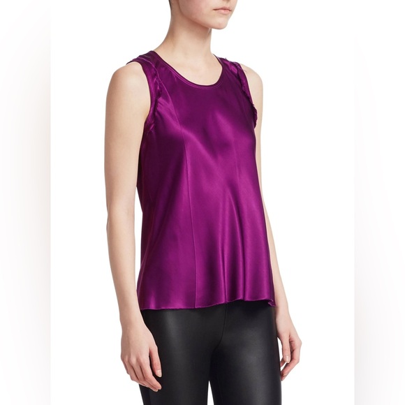 Helmut Lang Ultraviolet Satin Raw Edge Trim Sleeveless Top Size 4 - Picture 1 of 7